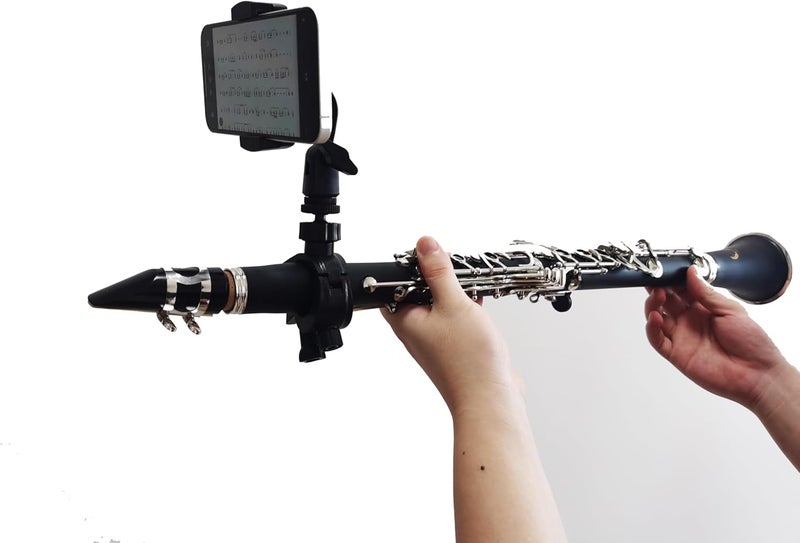 BEIIRLLA Clarinet Lyre,Professional Clarinet&Trumpet Sheet Music Lyre,Adjustable Lyre for Marching Band Phone Holder,Compatible with Smartphones,for Musicians on the Move Easily Read PDF sheet music&Take video - Image 5